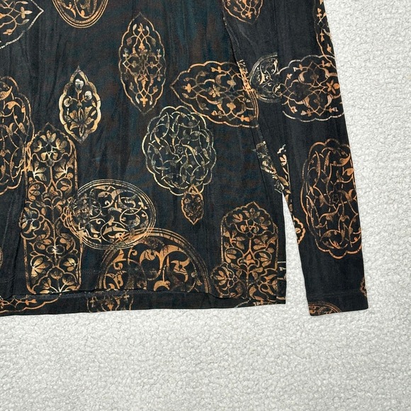 Chicos Travelers Art‎ to Wear Top Long Sleeve Brown Black Casual Y2K Travel - Picture 5 of 10